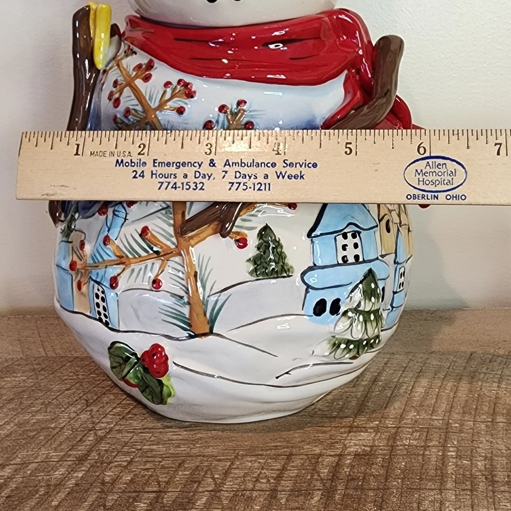 Blue Sky Heather Goldminc Ceramic Snowman Cookie Jar Night Before Christmas EUC